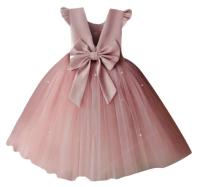 Расклешенное платье из тюля с очаровательными бусинами и бантом