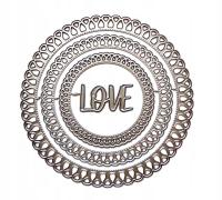 Wykrojnik ramki okrągłe koronkowe z napisem LOVE