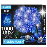 LAMPKI CHOINKOWE 1000 LED ZEWNĘTRZNE Światło STAŁE IP44 NIEBIESKIE GRUBE