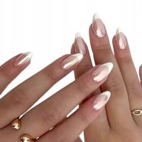 НАКЛАДНЫЕ НОГТИ ТИПСЫ МИНДАЛЬ КЛАССИЧЕСКИЙ ФРАНЦУЗСКИЙ ГЕЛЬ САМОКЛЕЮЩИЕСЯ 24ШТ