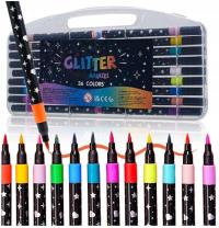 ZESTAW 36 SZT. BROKATOWYCH FLAMASTRÓW PISAKÓW KOLOROWYCH MARKERÓW + WALIZKA