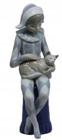 LOOK:) LLADRO NAO FIGURKA PIERROT Z KOTEM