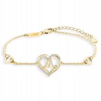 Bransoletka Złota Serduszko 585 z Cyrkoniami Litera Literka M SREBRO 925