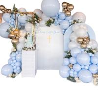 Гирлянда с воздушными шарами злотый хром белый синий крещение причастие день рождения крестьянин