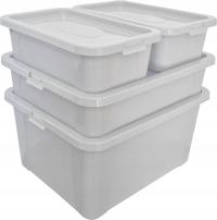 Zestaw pojemników 4,5-20 l szary z pokrywą stabilne sztaplowanie