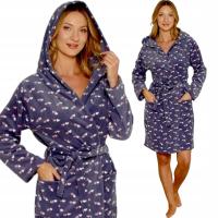 Morella szlafrok damski do kolan z kapturem blady róż