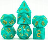 Zestaw 7 Kości Zielona Perła Pearl D4-20 K20 RPG D&D DND Dice Gra Planszowa