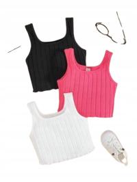 SHEIN DZIECIĘCE TOPY NA LATO 3PAK WIELOKOLOROWE 110-116 1EB