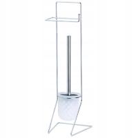 Stojak na papier toaletowy OKY Chrom szczotka do wc toaletowa srebrny biały