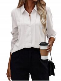 ЭЛЕГАНТНАЯ ЖЕНСКАЯ ДЕЛОВАЯ РУБАШКА С ДЛИННЫМ РУКАВОМ НА ПУГОВИЦАХ