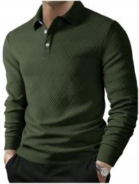 ELEGANCKA KOSZULKA MĘSKA POLO Z DŁUGIM RĘKAWEM