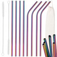 ЭКО толстые трубки металлические соломинки набор 8шт Радуга многоразовые чистящие средства