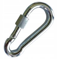 Karabińczyk z zabezpieczeniem duży 10 mm do huśtawki ocynk stalowy mocny