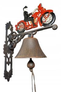PIĘKNY ŻELIWNY DZWON DZWONECZEK MOTOR DOM I OGRÓD