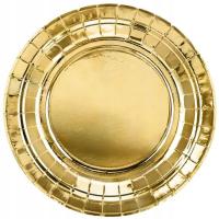 Бумажные тарелки PartyDeco 18 см металлизированные золотые одноразовые 6 шт