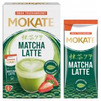 Маття латте клубника японский зеленый чай быстрого приготовления 6 шт. МОКАТЕ