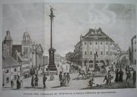 1831 duży ORYGINAŁ POLSKA WARSZAWA PLAC ZAMKOWY STARÓWKA miedzioryt RARYTAS