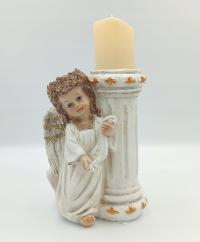 Figurka ANIOŁ Aniołek ze zwojem świecąca świeczka 24 cm