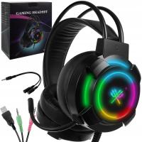 Słuchawki Gamingowe dla Graczy Mikrofon LED RGB PC z Mikrofonem Nauszne