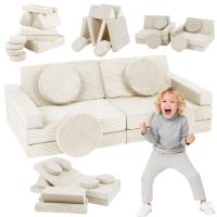 WIELOFUNKCYJNA SOFA MODUŁOWA KLOCKI PIANKOWE DLA DZIECKA BEŻ SZTRUKS
