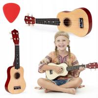 Mała Gitara Ukulele dla Dzieci Zabawka Drewniana Instrument Muzyczny 52,5cm