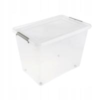 Pojemnik Keeeper Lars przezroczysty 80l z kółkami pokrywa zatrzask