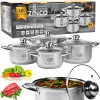 Набор кастрюль ZINCO 8EL индукционная газовая нержавеющая сталь 18/0
