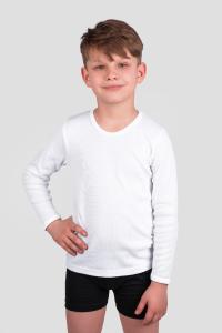 Podkoszulek długi rękaw chłopięcy - biały , gładki