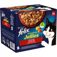 FELIX SENSATIONS смесь вкусов в желе корм для кошек 24x85g