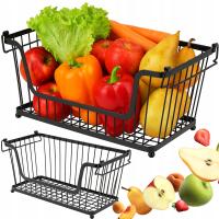 Корзина для фруктов, корзина для овощей, двухъярусная стойка, черный металл