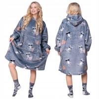 KOC BLUZA Oversize Ciepła Gruba KOCOBLUZA 2w1 XXL SZOPY+SKARPETKI Bluzo Koc