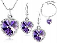 Zestaw srebrnej biżuterii komplet srebrzone Śliwkowe fiolet 3 cz kolczyki