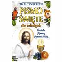 Biblia Pismo Święte dla młodych I Komunia Święta obwoluta komunijna folia