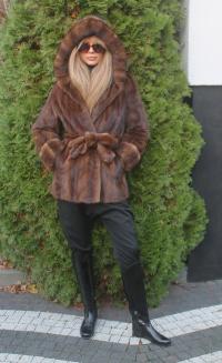 НОРКОВАЯ ШУБА-НОРКОВАЯ ШУБА-КАПЮШОН-КУРТКА-ТРЕНЧ-S / M