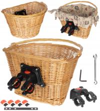 KOSZYK ROWEROWY KOSZ NA ROWER WIKLINOWY PRZEDNI NA KIEROWNICĘ CLICK NATURAL