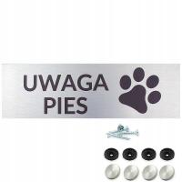 TABLICZKA OSTRZEGAWCZA UWAGA PIES KOŁKI MONTAŻOWE GRATIS