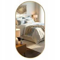 LUSTRO OWALNE ŚCIENNE WISZĄCE NOWOCZESNE LOFTOWE W ZŁOTEJ RAMIE 80x40cm