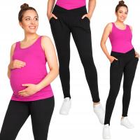 SPODNIE RURKI DAMSKIE CIĄŻOWE CZARNE BAWEŁNIANE CYGARETKI Z KIESZENIAMI M