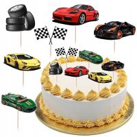 TOPPER NA TORT CARS AUTA AUTKA SAMOCHODY ZESTAW DEKORACJA OZDOBA NA TORT