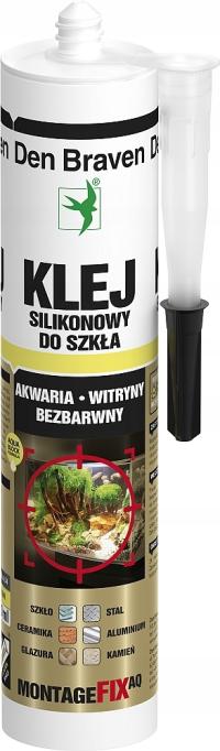 DEN BRAVEN MONTAGEFIX-AQ KLEJ SILIKONOWY DO SZKŁA 300ml Bezbarwny CERAMI ..