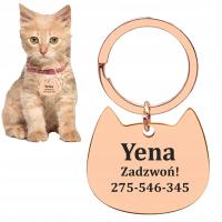 Identyfikator ID KOT KOTEK Rozmiar S Różowe Złoto, GRAWER