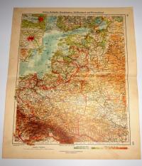MAPA POLSKA KRAJE BAŁTYCKIE 1934 Minerva Atlas