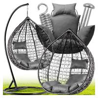 ПОДВЕСНОЕ КРЕСЛО-КОКОН, САДОВАЯ КОРЗИНА-КАЧАЛКА, КАЧЕЛИ С ПОДСТАВКОЙ XXL, ЧЕРНЫЙ