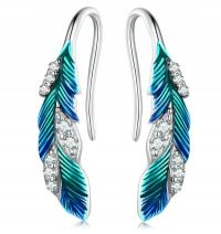 KOLCZYKI SREBNRE 925 PIÓRA PIÓRKA NIEBIESKIE styl etniczny