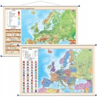 Европейская настенная карта двусторонняя политическая физическая текущая 2024 ArtGlob