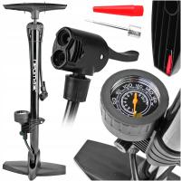 POMPKA ROWEROWA Z MANOMETREM STACJONARNA METALOWA RĘCZNA DO ROWERU PIŁEK