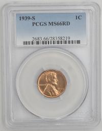 4.vv.USA, 1 CENT 1939 S PCGS MS66 RD