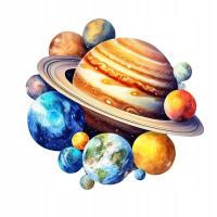 Naprasowanka kosmos planety słoneczne Saturn solarny system do 15cm