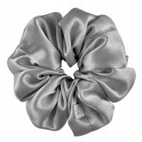 Jedwabna Gumka Do Włosów Szara M, 100% Naturalny Jedwab, Scrunchie Jedwabna