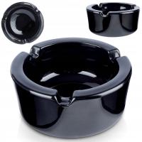 Пепельница черная стеклянная круглая классическая пепельница для сигарет 8,5 см